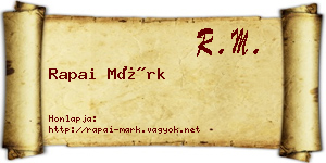 Rapai Márk névjegykártya